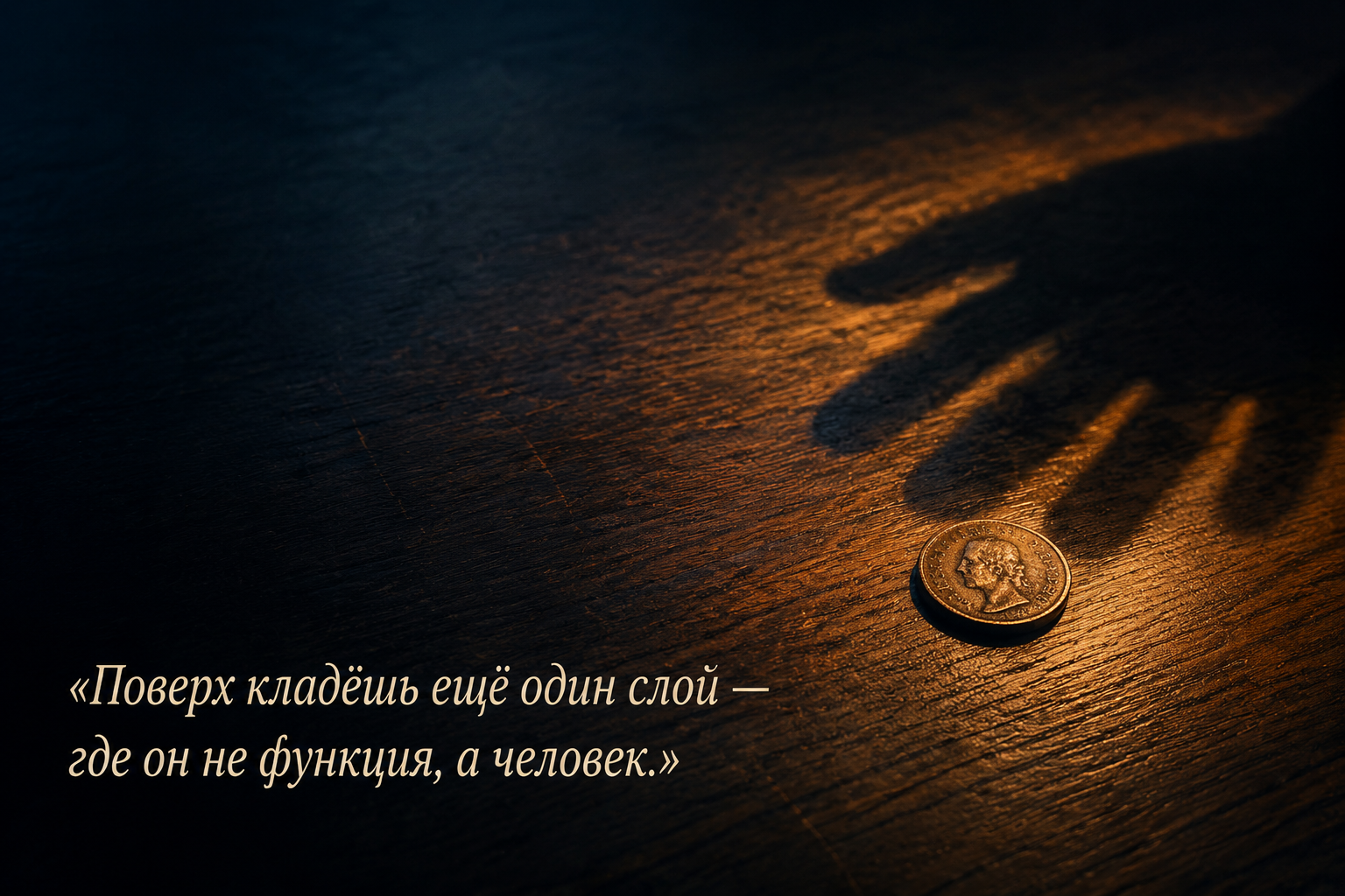 «Поверх кладёшь ещё один слой — где он не функция, а человек.»