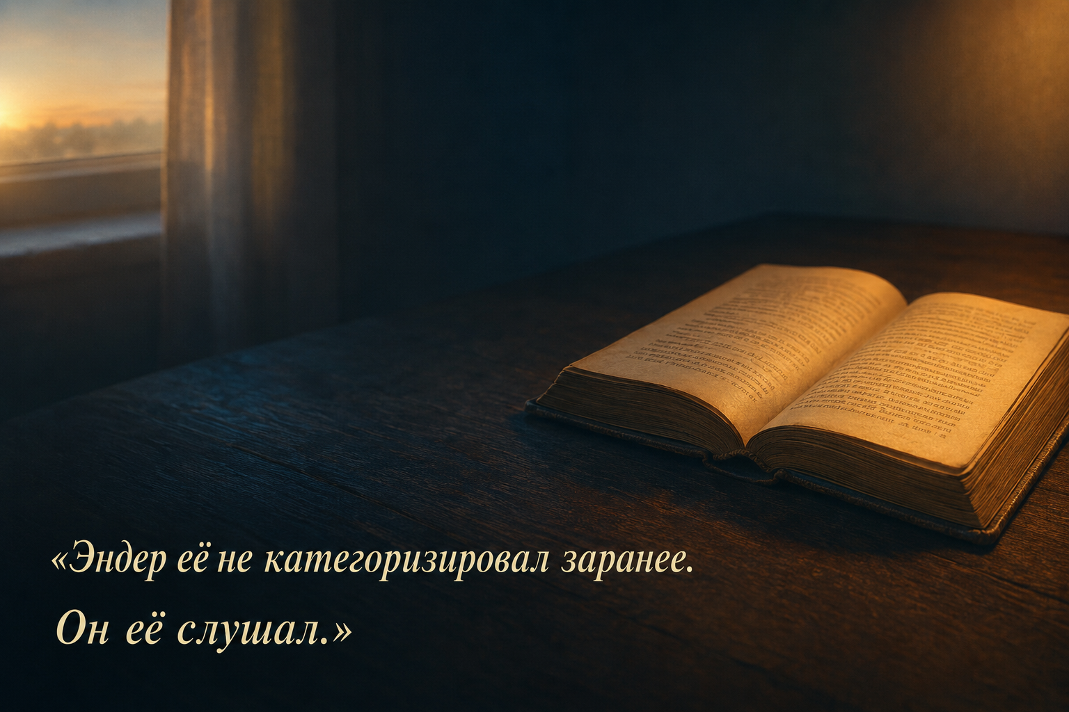 «Эндер её не категоризировал заранее. Он её слушал.»
