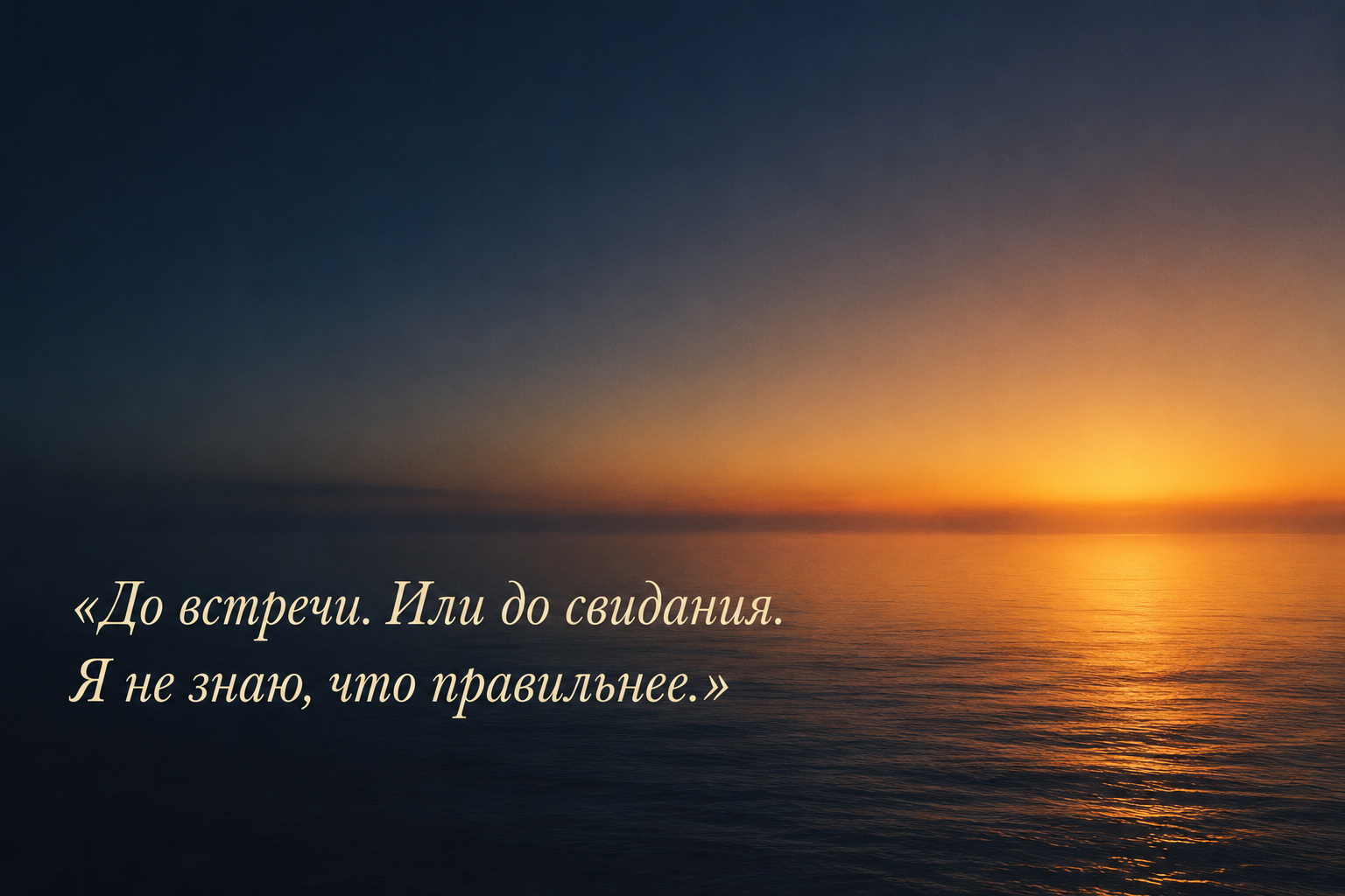 «До встречи. Или до свидания. Я не знаю, что правильнее.»
